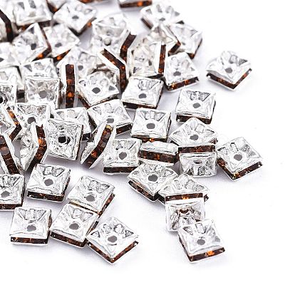 Brass Rhinestone Spacer Beads RSB072-06S-1