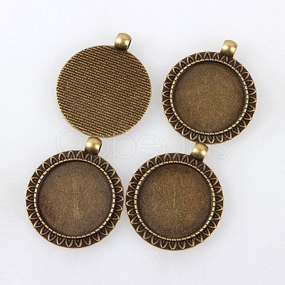 Vintage Tibetan Alloy Pendant Cabochon Bezel Settings X-TIBEP-M018-35AB-NF-1