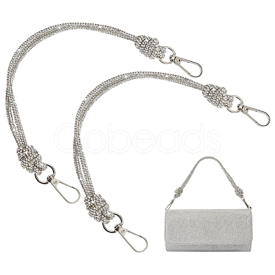 2Pcs Glass Rhinestone Rubber Cord Bag Handles FIND-PH0059-68C-1