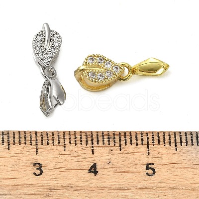 Rack Plating Brass Micro Pave Clear Cubic Zirconia Ice Pick Pinch Bails KK-K340-09-1