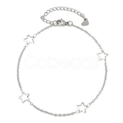 Tarnish Resistant 304 Stainless Steel Cable Chain Anklets AJEW-H104-06P-1