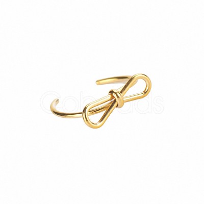 Stylish 304 Stainless Steel Bowknot Open Cuff Ring for Women Daily Wear LS-GB8358-2-1