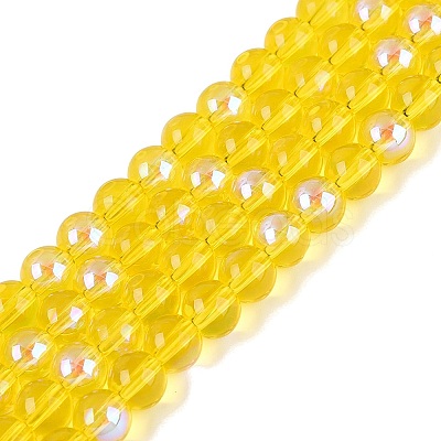 Transparent Electroplate Glass Beads Strands EGLA-Q132-6MM-01A-02-1