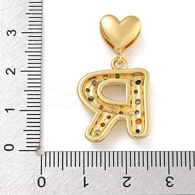 Brass Micro Pave Colorful Cubic Zirconia Pendants KK-P281-01G-R-1