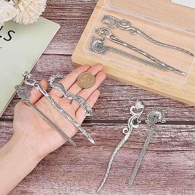 10Pcs 5 Styles Fox Swan Peacock Tibetan Style Alloy Bookmarks FIND-SC0009-01-1
