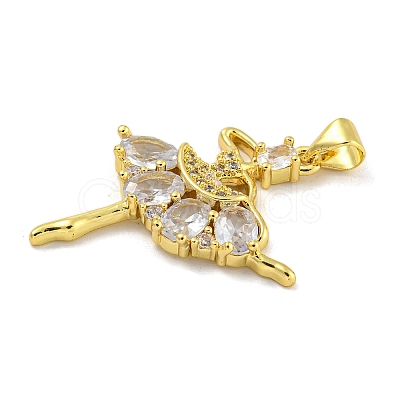 Rack Plating Brass Micro Pave Cubic Zirconia Pendants KK-G513-94G-02-1