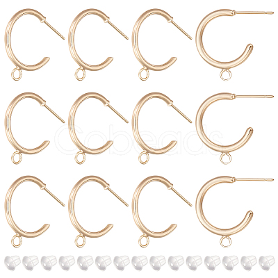 12Pcs Brass Ring Stud Earring Findings KK-BC0011-04-1