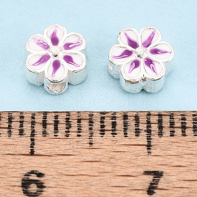 925 Sterling Silver Enamel Beads STER-T008-35C-1
