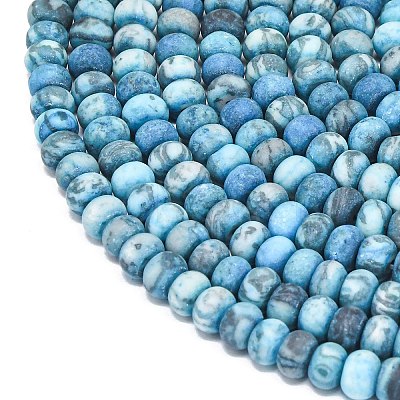 Dyed Natural Map Stone Beads Strands G-P575-A21-6x4mm-02-1
