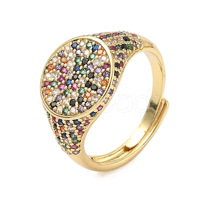 Brass Micro Pave Cubic Zirconia Cuff Rings for Women RJEW-A069-13G-01-1