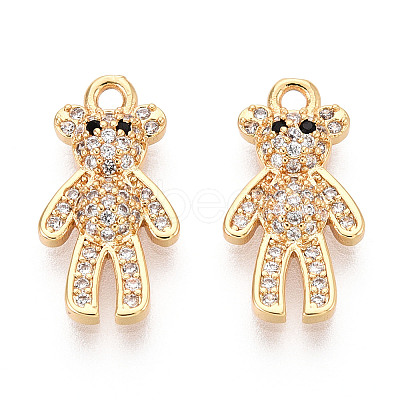 Brass Micro Pave Clear Cubic Zirconia Pendants KK-T078-02G-01-1