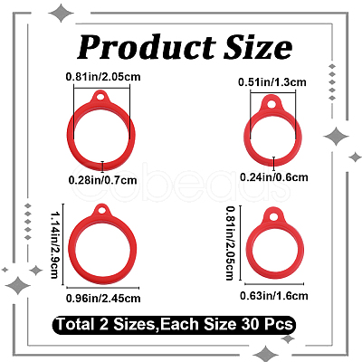 60Pcs 2 Style Silicone Pendant SIL-GF0001-43B-1