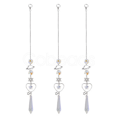 3Pcs Alloy Planet Star Hanging Ornaments HJEW-TA00368-1