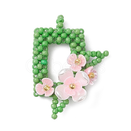 Beaded Rectangle with Flower Charms PALLOY-MZ01144-01-1