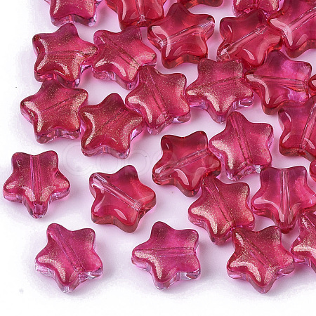 Transparent Spray Painted Glass Beads GLAA-N035-01-D02-1