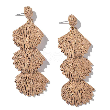 Bohemian Style Raffia Shell Shape Dangle Stud Earrings FS-WG568BC-07-1