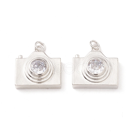 Brass Micro Pave Clear Cubic Zirconia Pendants ZIRC-P098-12P-1