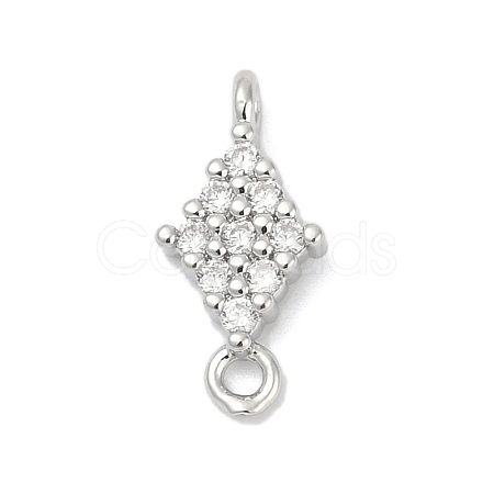 Brass Micro Pave Clear Cubic Zirconia Connector Charms KK-Z094-08P-03-1