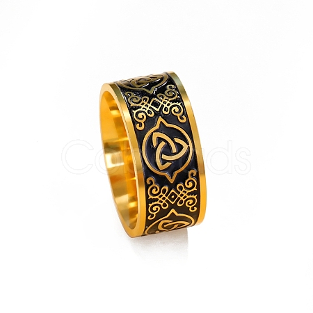 Stainless Steel Enamel Triquetra/Trinity Knot Finger Rings PW-WG80958-05-1