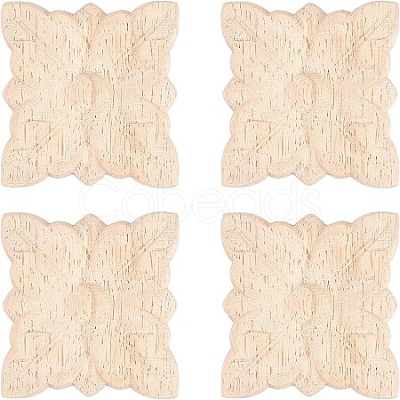 Natural Solid Wood Carved Onlay Applique Craft WOOD-FH0001-35-1