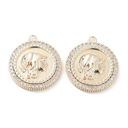 Brass Micro Pave Clear Cubic Zirconia Pendants KK-F871-40G-1