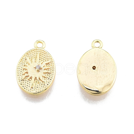 Brass Micro Pave Clear Cubic Zirconia Charms KK-G437-02G-1