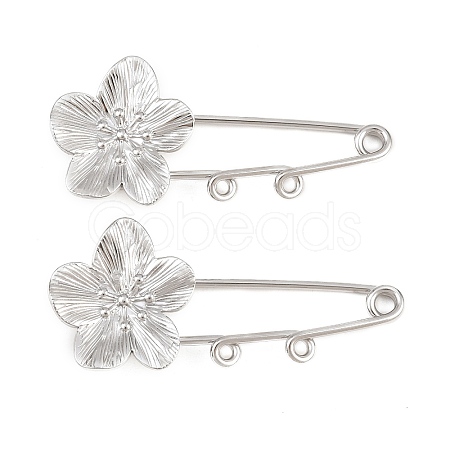Peach Blossom 304 Stainless Steel Safety Pins Brooch Findings SA-CBA098D-14B-P02-1