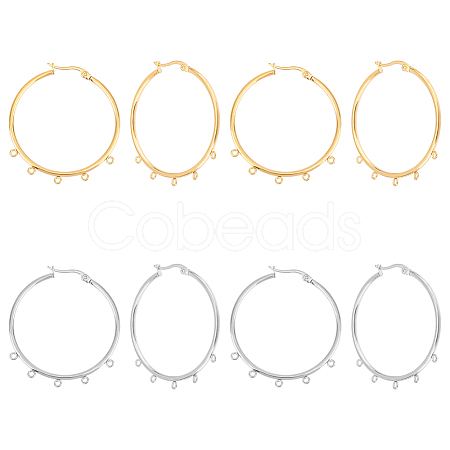 Unicraftale 8Pcs 2 Colors 304 Stainless Steel Huggie Hoop Earring Findings STAS-UN0044-76-1