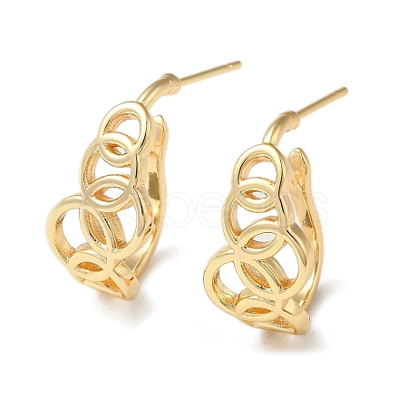 Brass Ring Stud Earrings EJEW-C070-01G-1