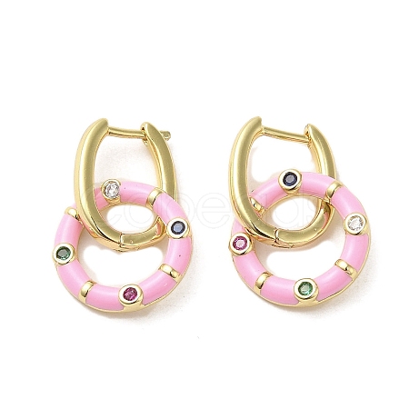 Golden Brass Ring Dangle Hoop Earrings EJEW-L268-019G-02-1