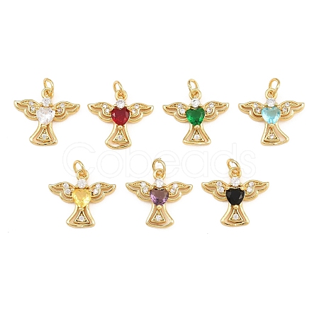 Brass Micro Pave Cubic Zirconia Charms KK-Q085-10G-1