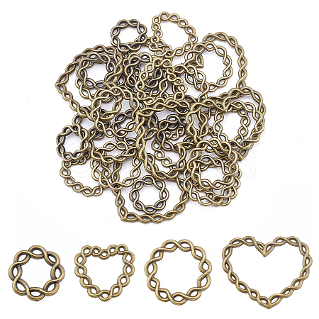 80Pcs 4 Style Zinc Alloy Twist Linking Rings FIND-AR0001-47-1