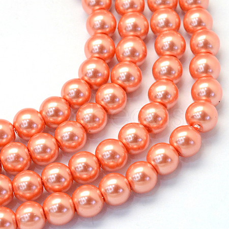 Baking Paint Pearlized Glass Pearl Round Bead Strands HY-Q003-10mm-77-1