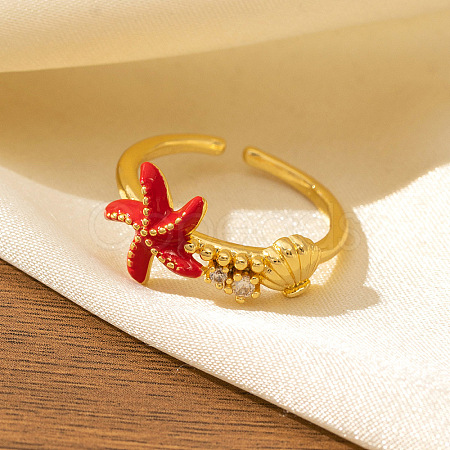Brass Micro Pave Cubic Zirconia Cuff Open Rings FS-WG84ED8-03-1