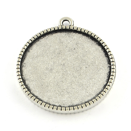 Tibetan Style Alloy Pendant Cabochon Settings TIBEP-Q045-069A-AS-RS-1