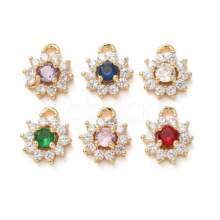 Brass Micro Pave Cubic Zirconia Charms CU-K002-39G-M-1