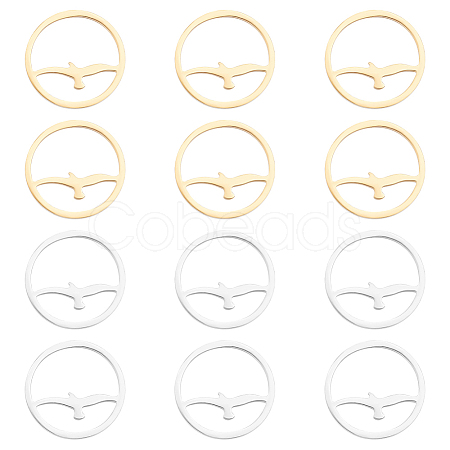 12Pcs 2 Clors 201 Stainless Steel Links Rings STAS-UN0041-28-1