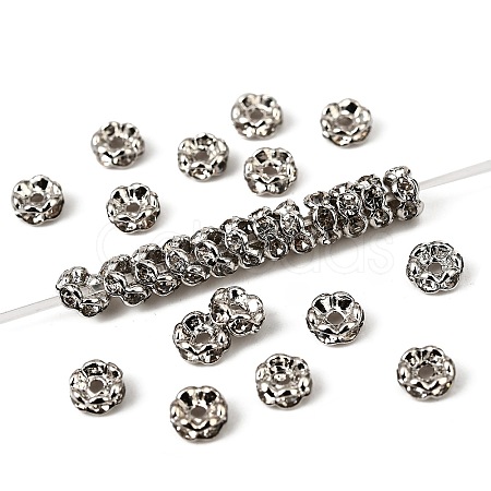 Brass Rhinestone Spacer Beads RSB031NF-01K-1