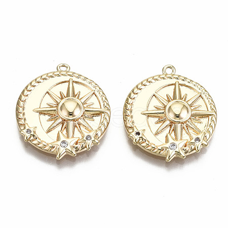 Brass Micro Pave Clear Cubic Zirconia Pendants X-KK-S356-219G-NF-1