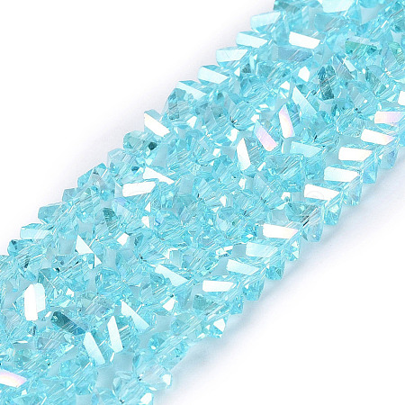 Electroplate Transparent Glass Beads Strands EGLA-Q139-01A-A26-1