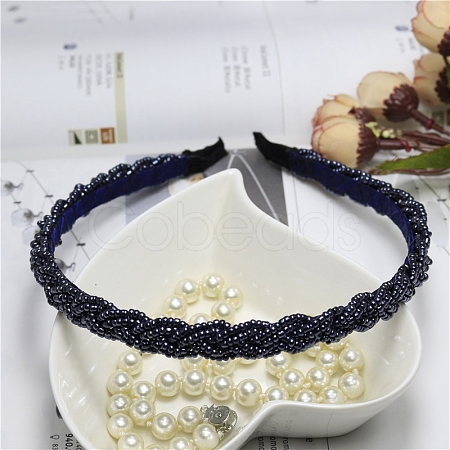 Plastic Pearl Beaded Hair Bands PW-WG46126-03-1
