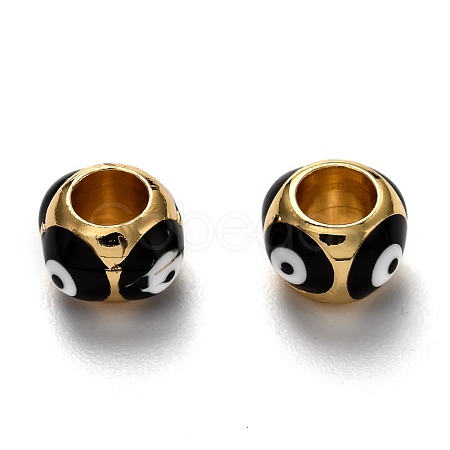 Brass European Enamel Beads KK-B028-25G-B-1