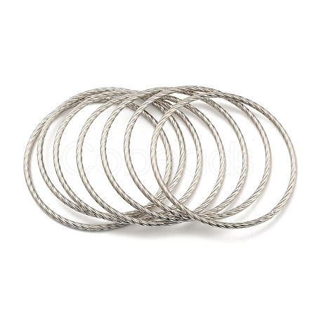 Non-Tarnish 7Pcs Vacuum Plating 202 Stainless Steel Bangle Sets BJEW-M317-11P-1