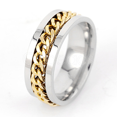 304 Stainless Steel Rotatable Chain Finger Rings for Men FS-WG60CA3-17-1