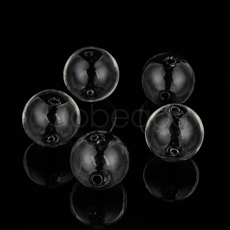 Handmade Two Holes Blown Glass Globe Beads DH017J-1-1
