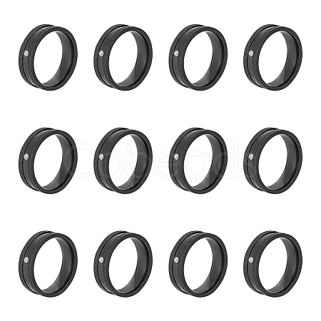 12Pcs Crystal Rhinestone Grooved Finger Ring RJEW-UN0002-46EB-1