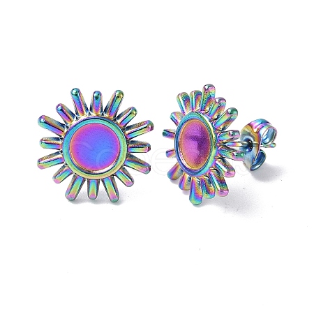 Ion Plating(IP) 304 Stainless Steel Stud Earring Findings STAS-F286-04MC-1