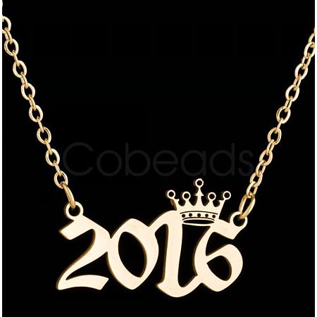 Crown Birth Year 201 Stainless Steel Pendant Necklaces for Women FS-WG4E8F2-37-1