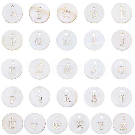 104Pcs 26 Styles Natural Freshwater Shell Pendants SSHEL-SC0001-52-1
