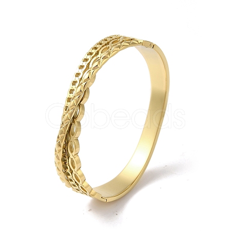 Cross 304 Stainless Steel Hollow Hinged Bangles for Women BJEW-I315-20G-1